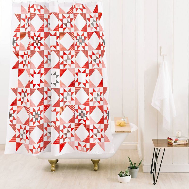 Showmemars Christmas Quilt Pattern Shower Curtain White - Deny Designs, 3 of 5