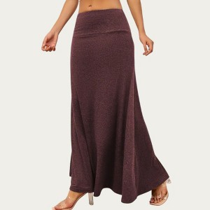 Anna-Kaci Women’s Soft Stretch Maxi Skirt with Foldover Waistband and Flowing Relaxed Silhouette Designed - 1 of 4