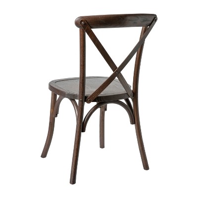 Mahogany Wood Cross Back Stackable Side Chair