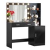 Vanity Desk with Mirror and Lights, Dressing Table with 2 Open Shelves, 2 Drawers, 1 Makeup Stool 10pcs Lighting Bulbs for Dressing Room - 4 of 4