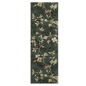 Washable Floral Leaf Print Area Rug for Living Room Bedroom, Large Non Slip Floor Carpet for Kitchen Dining Room - 1 of 4