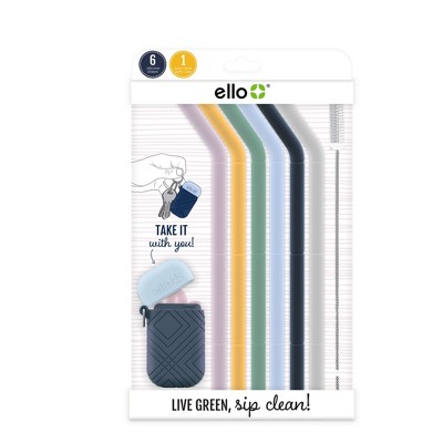 Ello Stainless/Silicone Reusable Straws - Set of 4