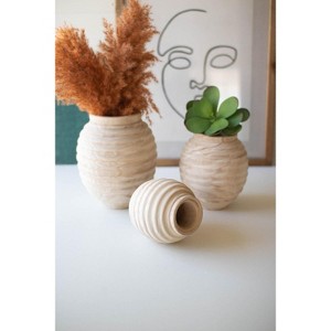 Natural Wooden Gourd Pots – 10.5" Tall Decorative Accent Set of 3 by Kalalou - 1 of 4