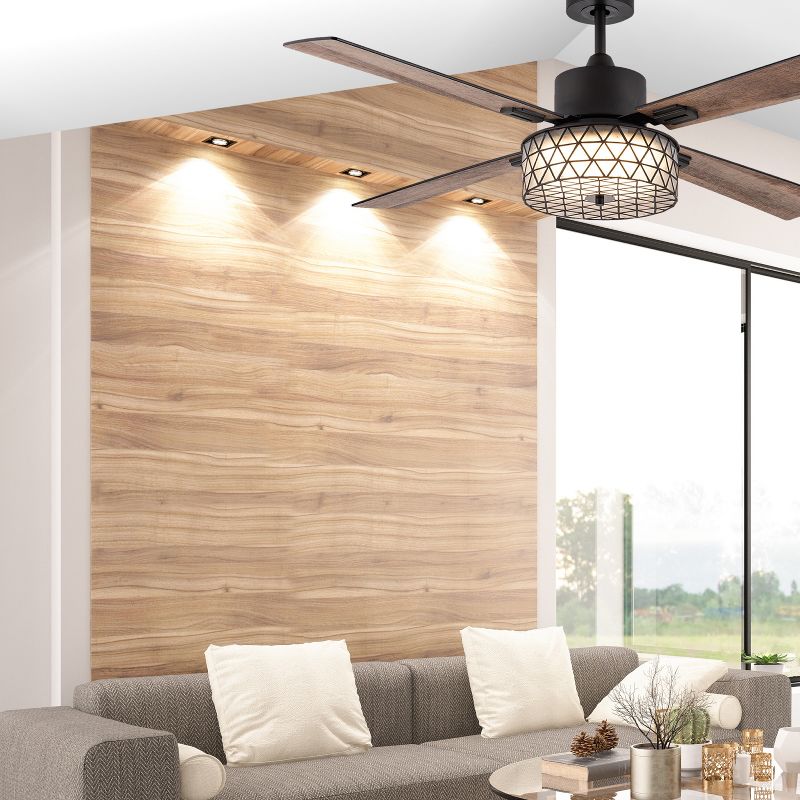 52&#34; Ellie Oil-Rubbed Bronze Metal and Glass Lighted Ceiling Fan - River of Goods, 3 of 15