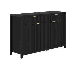 Lyngins Sideboard Buffet Cabinets with 4 Doors,2 Drawers,Aluminum Handles,Wave-Pattern Coffee Bar Cabinets,Credenzas for Kitchen,Entryway - 1 of 4
