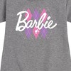 Girls' - Barbie - Argyle Graphic Short Sleeve Fleece Dress - 2 of 4