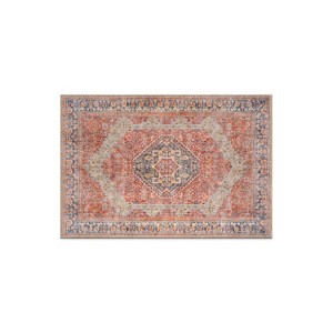 World Rug Gallery Valora Red Vintage Medallion Washable Low-Pile Indoor Area Rug with Non-Slip Backing - 1 of 4