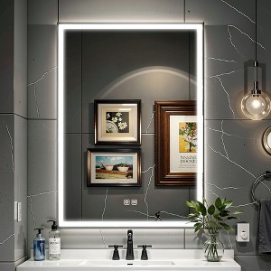 CSBDHome LED Lighted Aluminum Bathroom Mirror Cabinet with Adjustable Shelves, Demister, and IP44 Waterproof Rating - 1 of 4