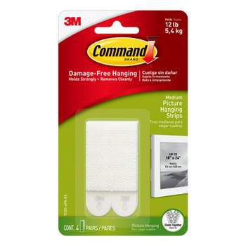 Command 4 Sets Medium Sized Picture Hanging Strips White
