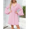 Women's Wrap V-Neck Ruffle Dress Flared Long Sleeve Mini Dress Party Dress - 2 of 4