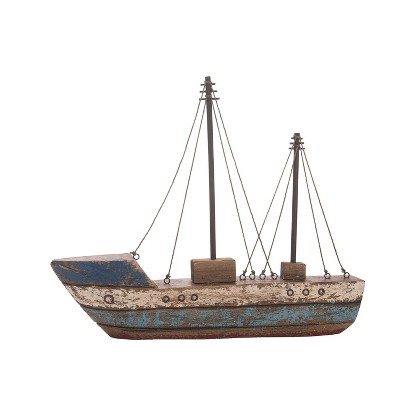 Beachcombers 17.3" Wood Seaside Vllg Fishing Trawler