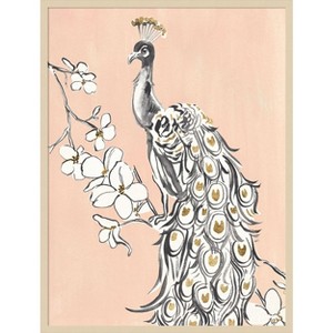 Amanti Art Peacock in Gold II by Annie Warren Wood Framed Wall Art Print - 1 of 4
