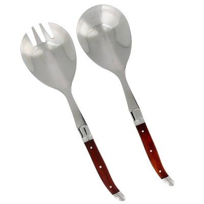 2pc Stainless Steel Laguiole Rosewood Salad Server Set Brown - French Home