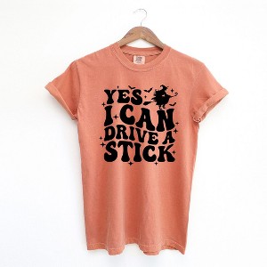 Simply Sage Market Women's Yes I Can Drive Stick Short Sleeve Garment Dyed Tee - 1 of 2