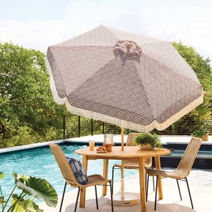 destination summer 11-foot rectangular solar aluminum patio umbrella in natural Freeport 11-ft Octagonal Cantilever Patio Umbrella in Sunbrella Acrylic