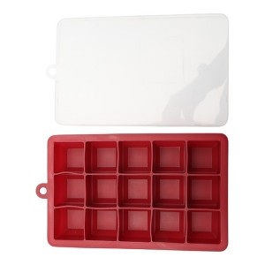 Unique Bargains 15-Cavity Small Square Ice Tray with Lid Hand Wash Only Silicone 7.87"x4.72"x1.30" 1 Pc - 1 of 3