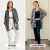 EXLURA Womens Plaid Flannel Shacket Long Sleeve Button Down Shirts Long Jackets Oversized Fall Fashion Outfits - 2 of 4