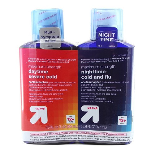 Maximum Strength Daytime & Nighttime Severe Cold & Flu Relief Liquid - 2pk/12 fl oz - up & up™ - image 1 of 3