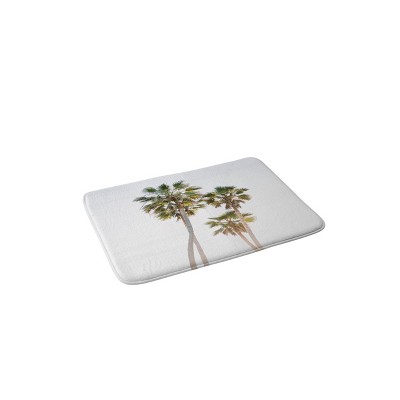 Bethany Young Photography California Palms Memory Foam Bath Mat White/Green - Deny Designs