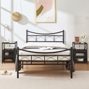 VECELO Twin/Full/Queen Size Bed Frame with Headboard, Platform Bed with Large Under Bed Storage, Heavy Duty Slats, Metal Black - 1 of 4