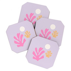 Daily Regina Designs Lavender Abstract Leaves Modern Coaster Set - Deny Designs - 1 of 4