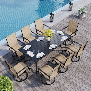 EROMMY 9 Piece Patio Dining Set, Outdoor Dining Table And Chairs Set For 8, 8 Textilene Chairs, 1 Iron Rectangular Table With Adjustable Umbrella Hole - 1 of 4