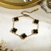 Fashion double-sided mother-of-pearl titanium steel bracelet with ins high-end feel, 18k lucky four-leaf clover design White - 3 of 4
