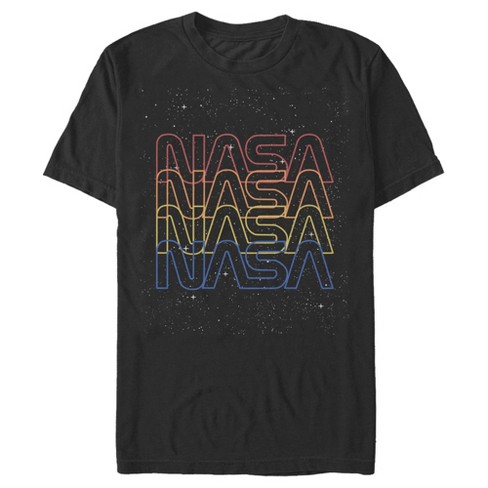 Men's NASA Neon Space Logo Color Fade T-Shirt - Black - 2X Large