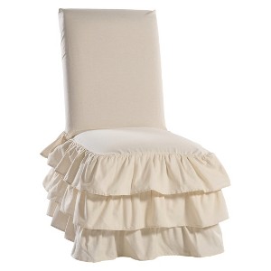Natural Ruffle 3-Tiered Dining Chair Slipcover