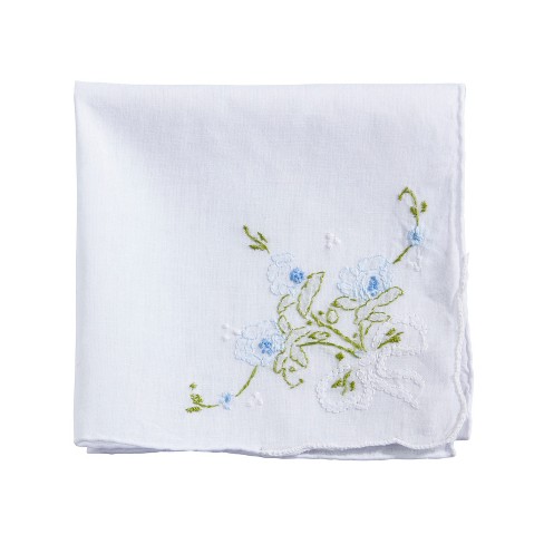 Saro Lifestyle Delicate Floral Embroidery Handkerchief - image 1 of 3