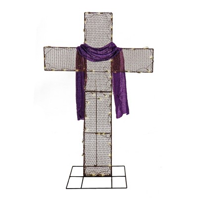 5' Lighted Cross Decoration Beige - National Tree Company