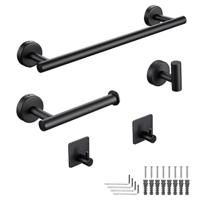 Aquaterior 5-Piece Bathroom Hardware Set Stainless Steel Towel Bar Toilet Paper Holder Hook