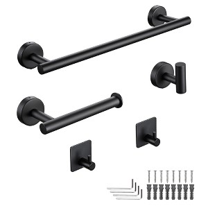 Aquaterior 5-Piece Bathroom Hardware Set Stainless Steel Towel Bar Toilet Paper Holder Hook - 1 of 4