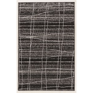 Linon 4'8"x7'6" Capri Mod Plaid Rug Black/Gray - 1 of 4
