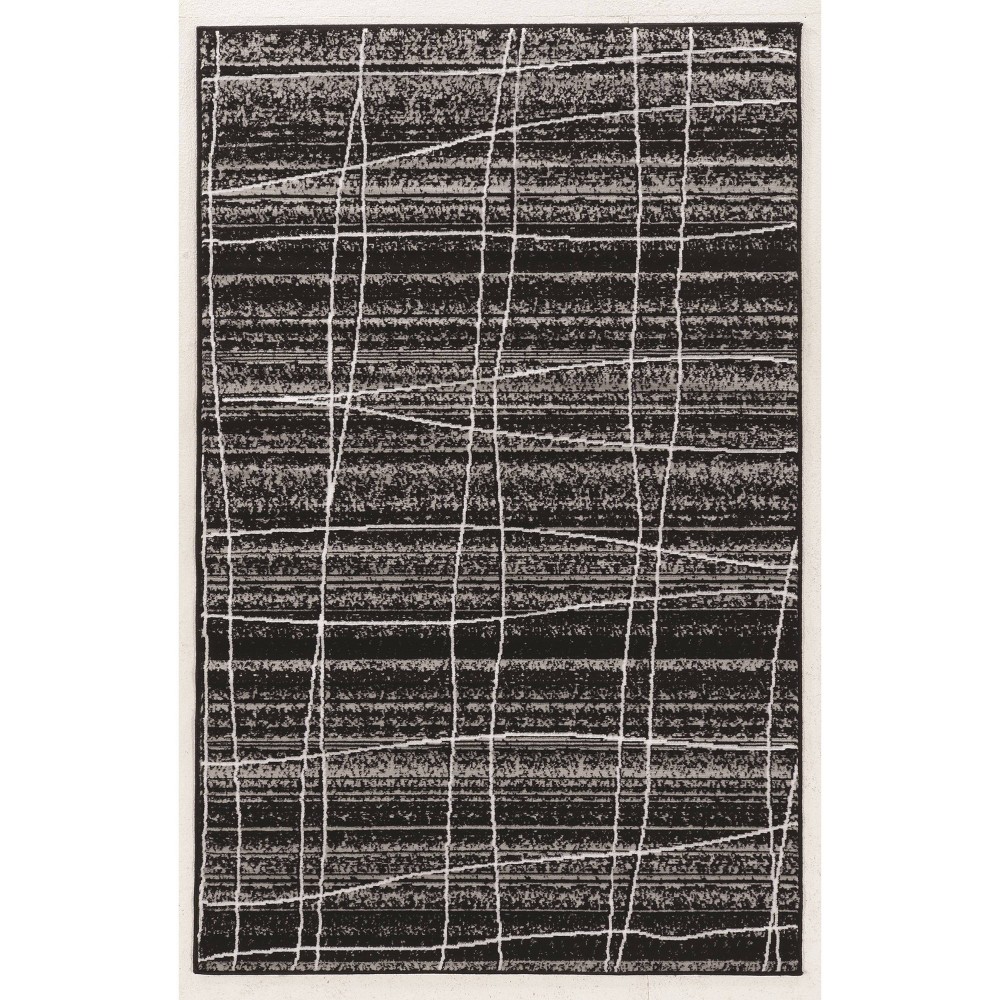 Photos - Doormat Linon 4'8"x7'6" Capri Mod Plaid Rug Black/Gray  