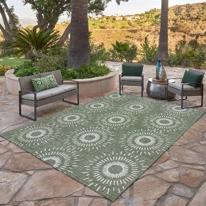 Gertmenian Tropea Tiaret Modern Geometric Green Beige Flatweave Indoor Outdoor Area Rug, 6x9 - 1 of 4