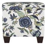 Fairland Square Storage Ottoman Shaded Floral Blue - Skyline Furniture