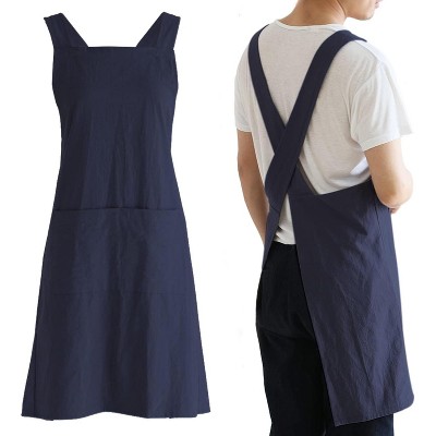 Cook with Style: Unisex Japanese Linen Crossback Apron - Charming Design with Convenient Pockets for an Enjoyable Baking Experience