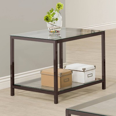 Silver Rectangular Metal and Glass End Table