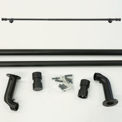 Black Adjustable Aluminum Blackout Curtain Rod with Double Cap Finial