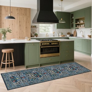 Boho Floral 8x10 Area Rug for Living Room Dining Room Washable Rug for Under Table Non-Slip Stain Resistant Floor Carpet for Bedroom Nursery Playroom - 1 of 4