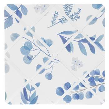 Sweet Jojo Designs Gender Neutral Unisex Fabric Photo Memo Board Botanical Blue and White