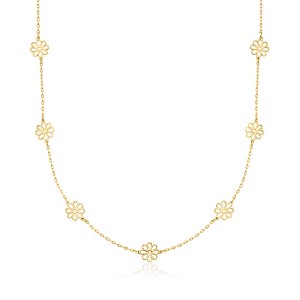 Pure Collection by Ross-Simons Italian 14kt Yellow Gold Flower Station Necklace - 1 of 4