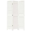 vidaXL Room Divider 3 Panels White Solid Wood Paulownia - 4 of 4