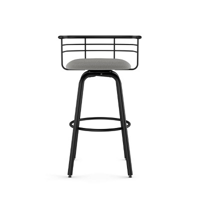 Turbo 26" Gray Polyester Swivel Counter Stool with Black Metal Frame
