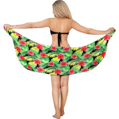 LA LEELA Women's Bikini Pareo Sarong Cover Up - One Size Plus, Parrot Bamboo Print, 88x42 Inches