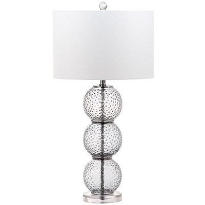 Port Robert Smoke Glass Table Lamp Set with Off-White Shades
