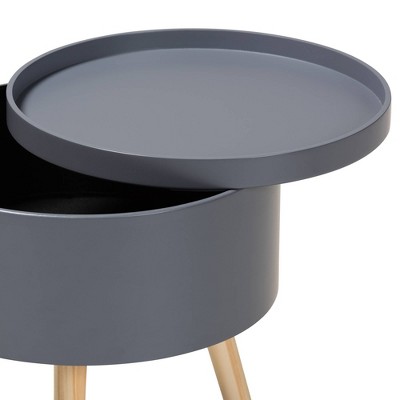 Jessen Gray Wood Nightstand with Removable Tray Top