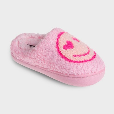 Kensie Slippers for Girls Smiley Face Slipper Shoes for Kids - Cute Slipper with Smile and Love Face Patch for Little Kid/Big Kid