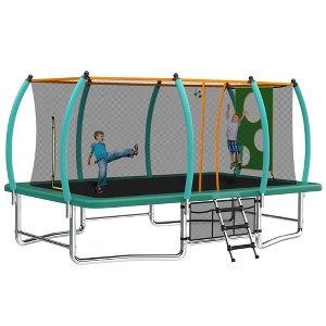 HFYee 1214/8*14FT Round Jump Trampoline Enclosure & Ladder for Backyard Fitness for Ages 8+ - 1 of 4